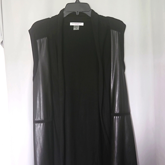 Allison Daley Tops - ALLISON DALEY Black vest faux leather in front 3x